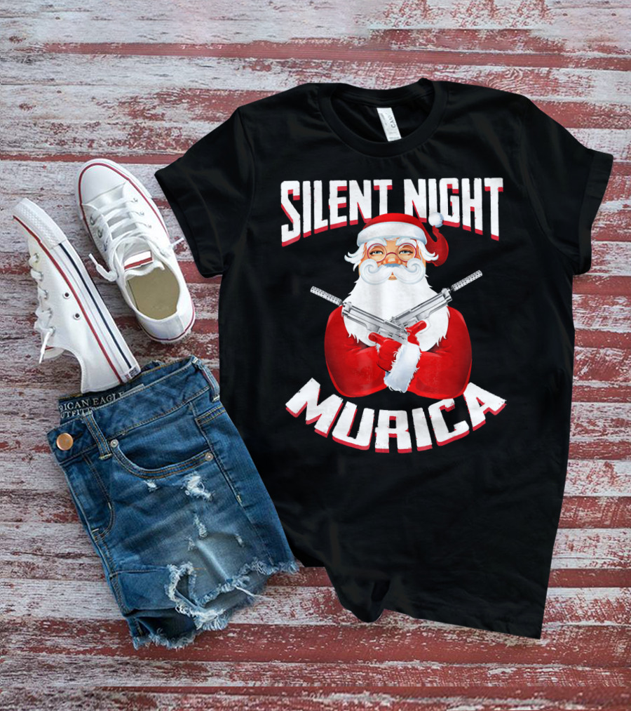 Silent Night Murica Santa With Guns T-Shirt