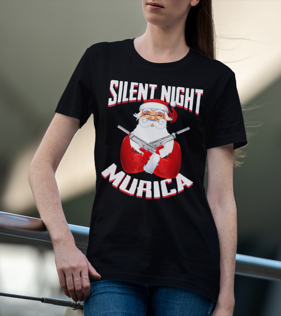 Silent Night Murica Santa With Guns T-Shirt