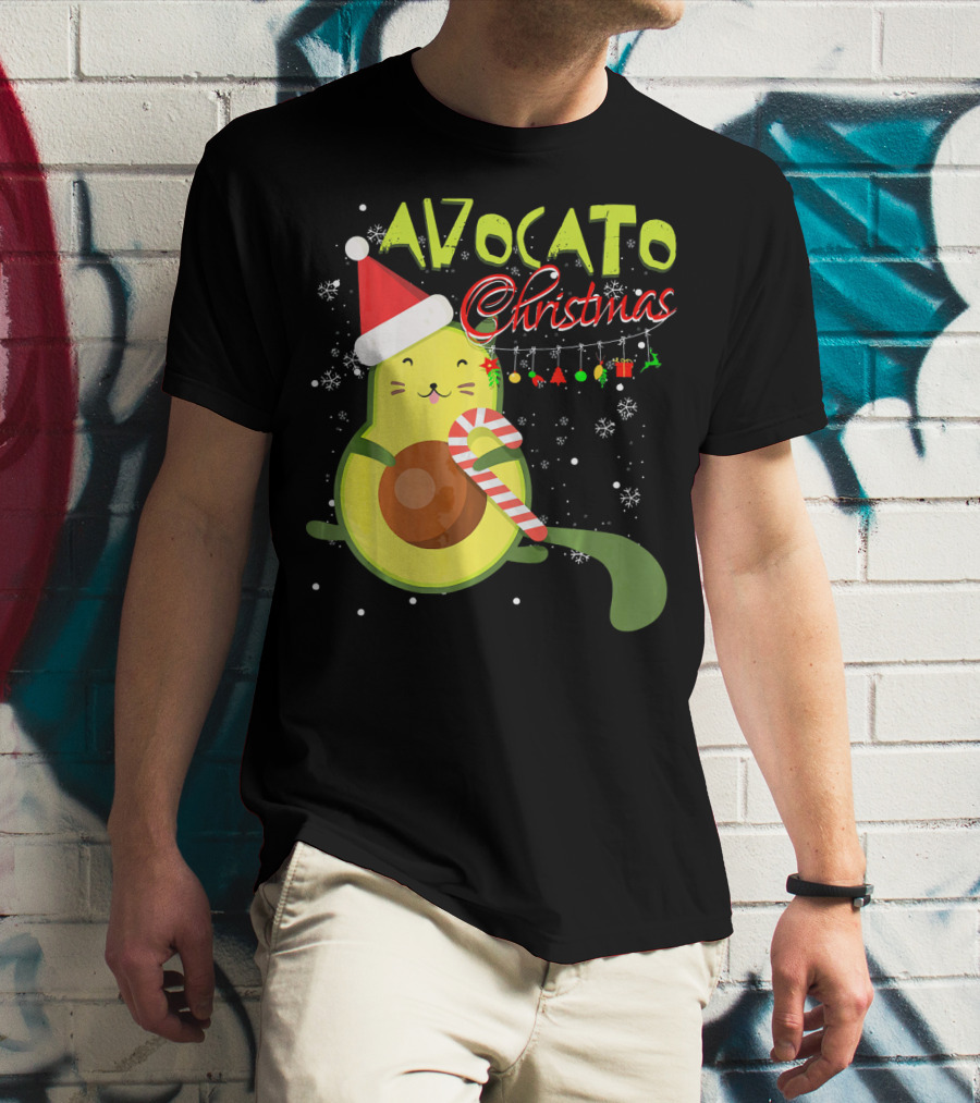 Avocato Christmas Funny Cute Cat Avocado Vegan T-Shirt