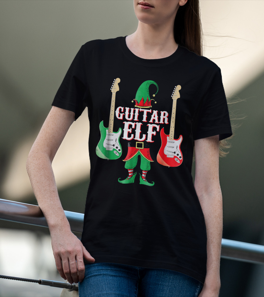 Guitar Elf With Red And Green Electric Guitars T-Shirt