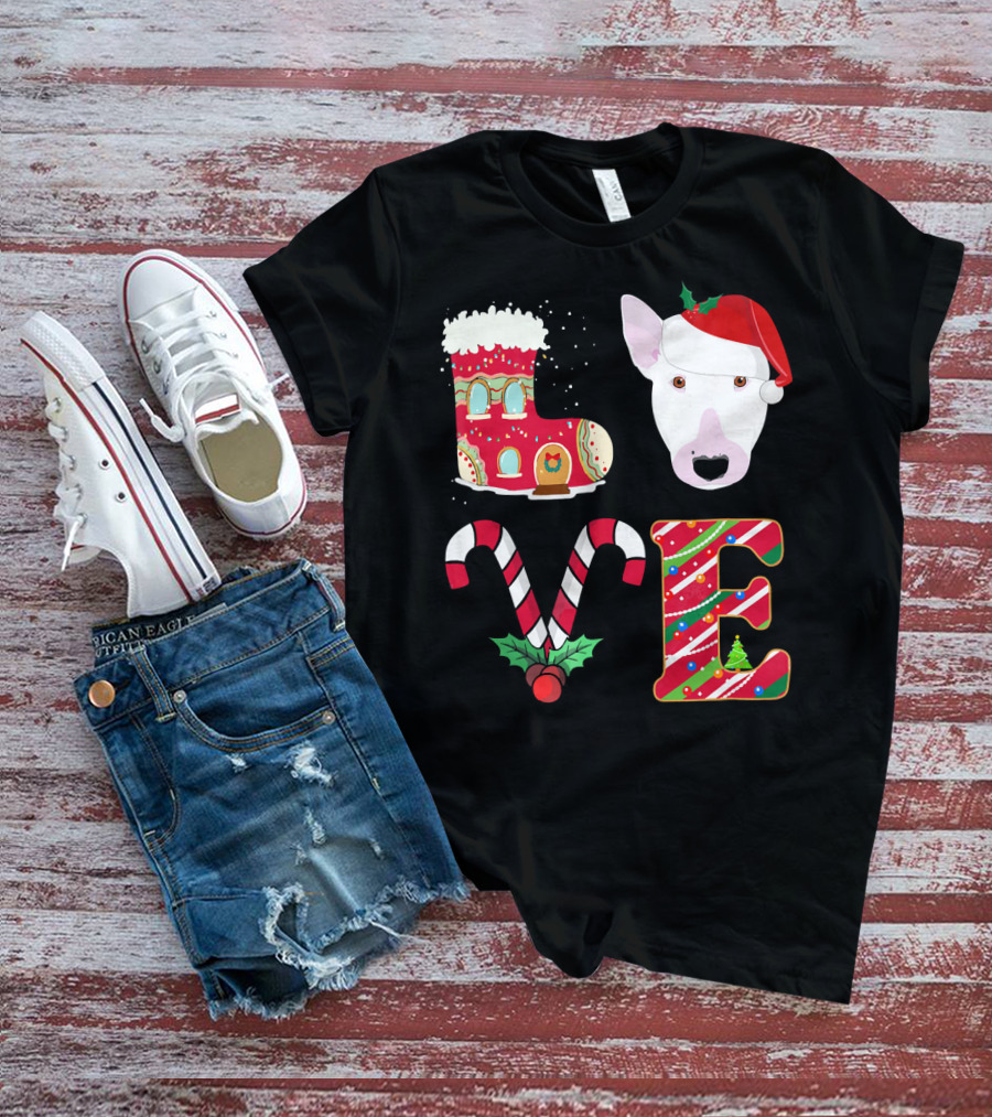 I Love My Bull Terrier Holiday Christmas T-Shirt