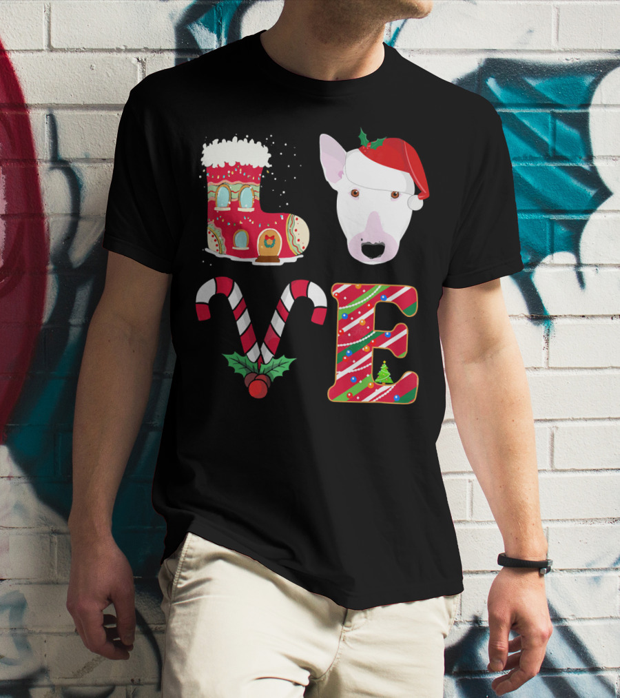 I Love My Bull Terrier Holiday Christmas T-Shirt