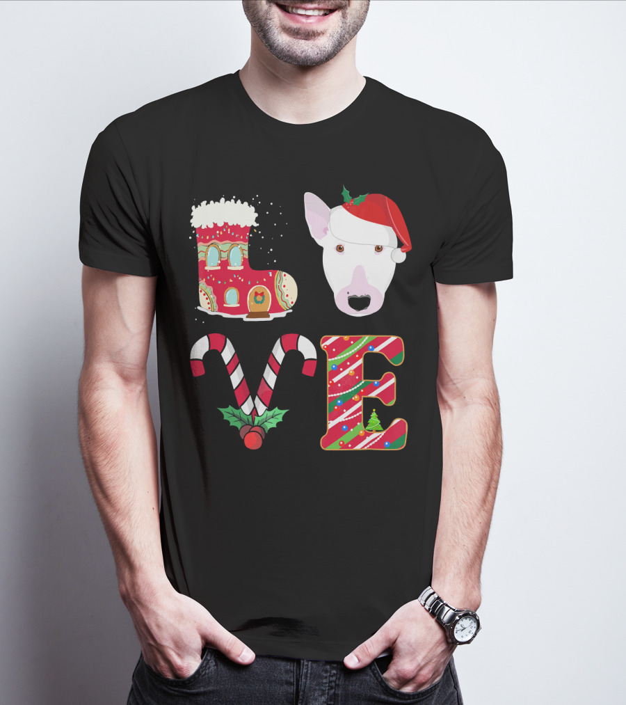 I Love My Bull Terrier Holiday Christmas T-Shirt