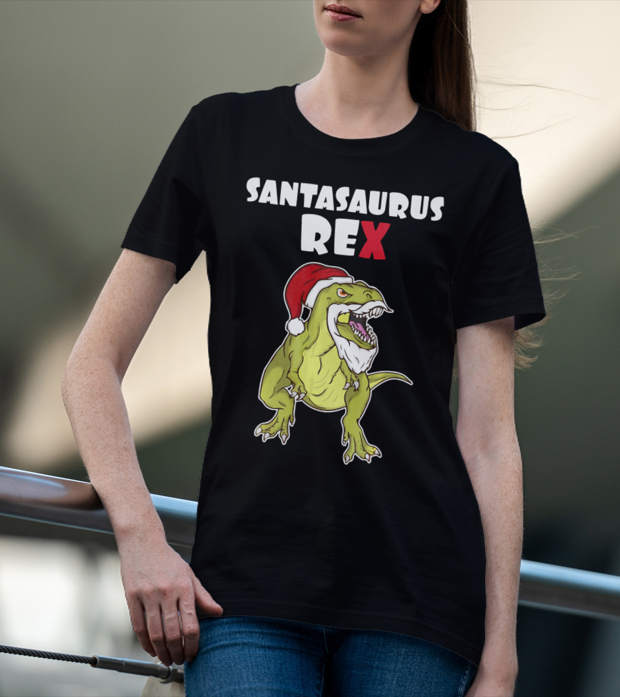 Santasaurus Rex Christmas Dinosaur Santa T-Shirt