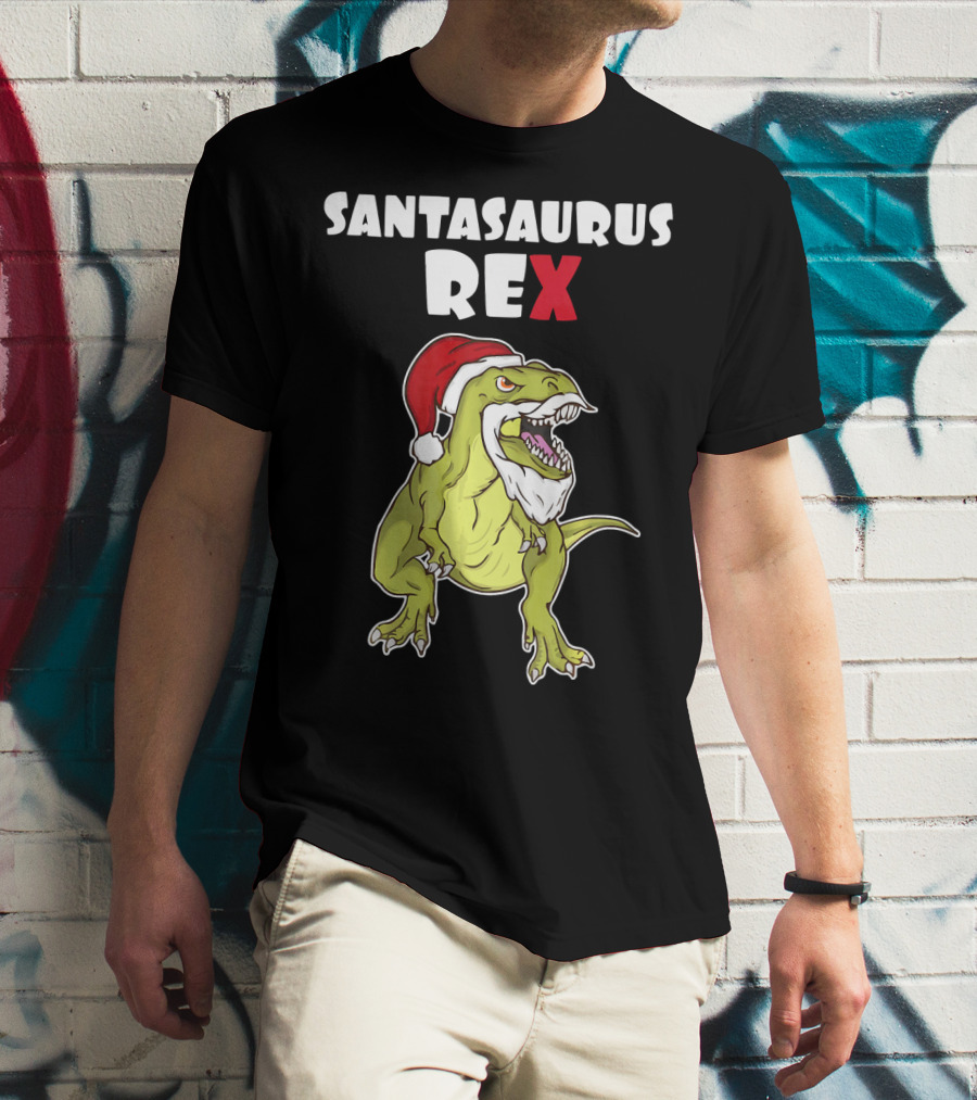 Santasaurus Rex Christmas Dinosaur Santa T-Shirt