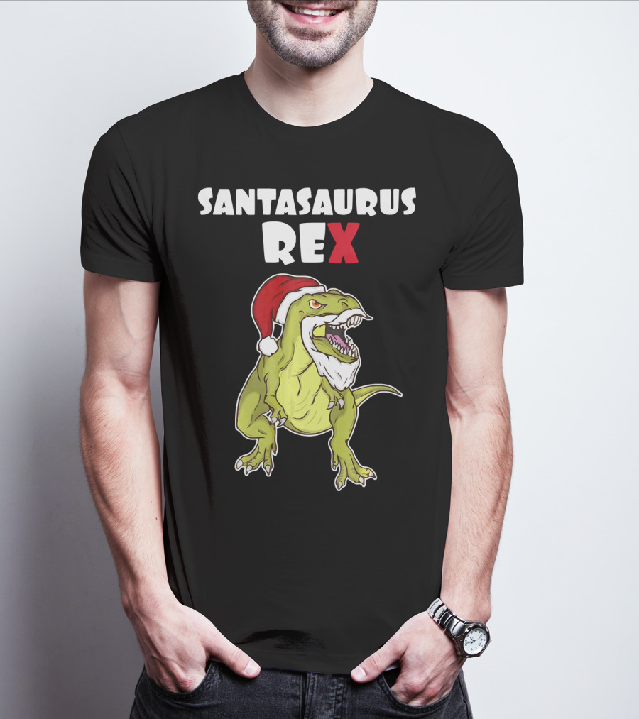 Santasaurus Rex Christmas Dinosaur Santa T-Shirt
