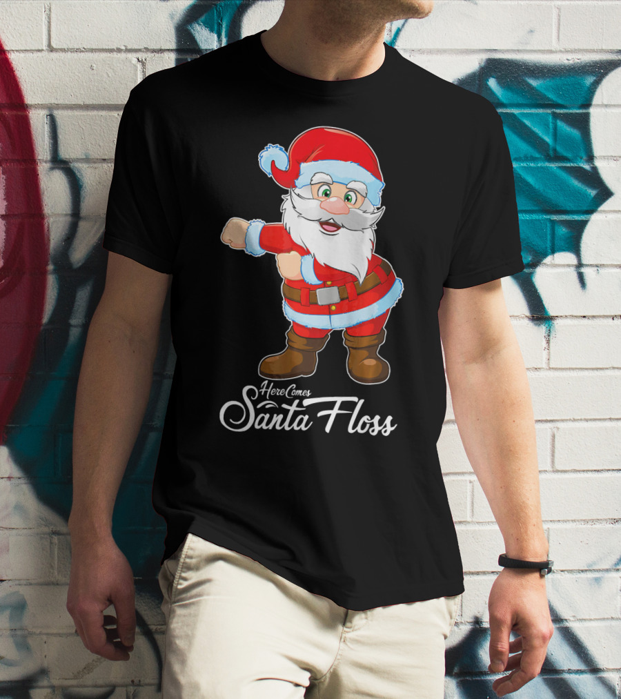 Here Comes Santa Floss Flossing Santa Dance T-Shirt