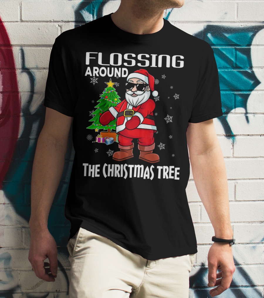 Flossing Around The Christmas Tree Santa Dance T-Shirt