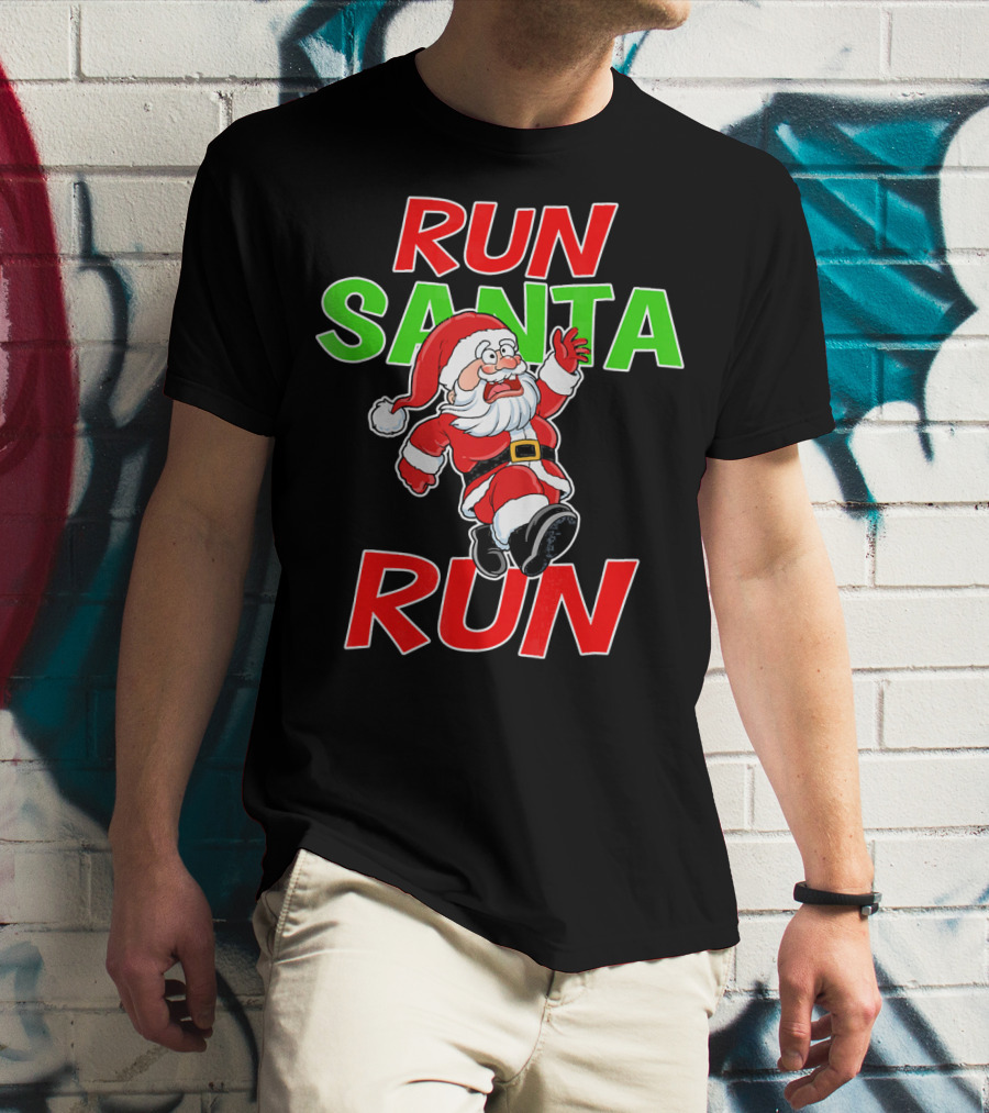 Run Santa Run Christmas Running Santa T-Shirt