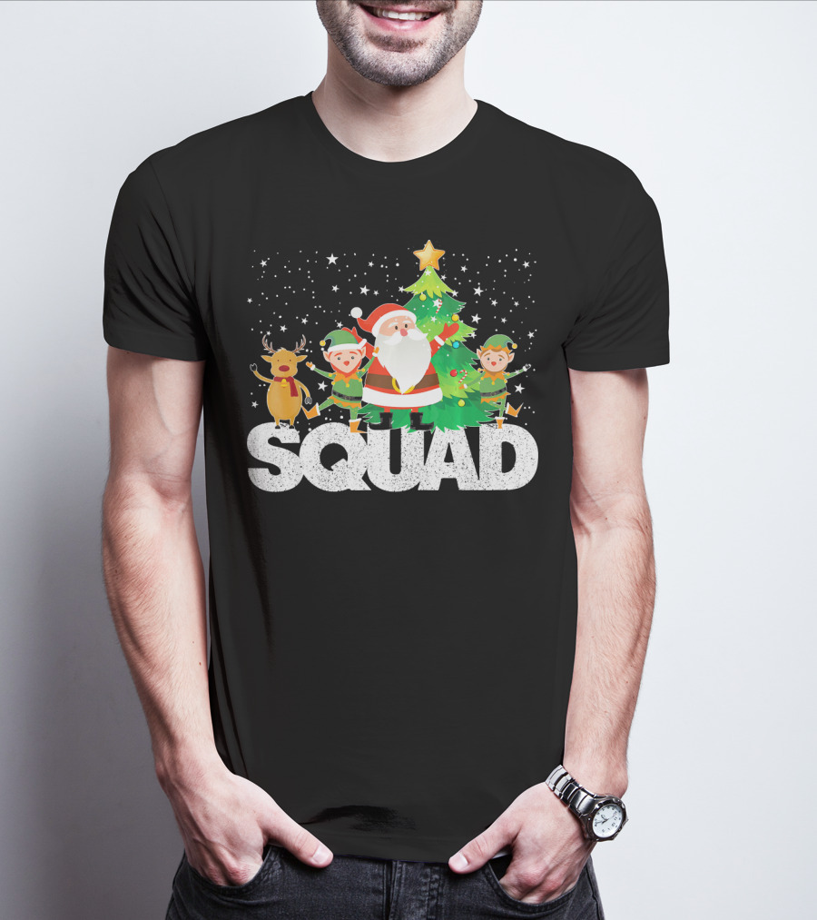 Santa Elf Reindeer Squad Christmas Tree T-Shirt