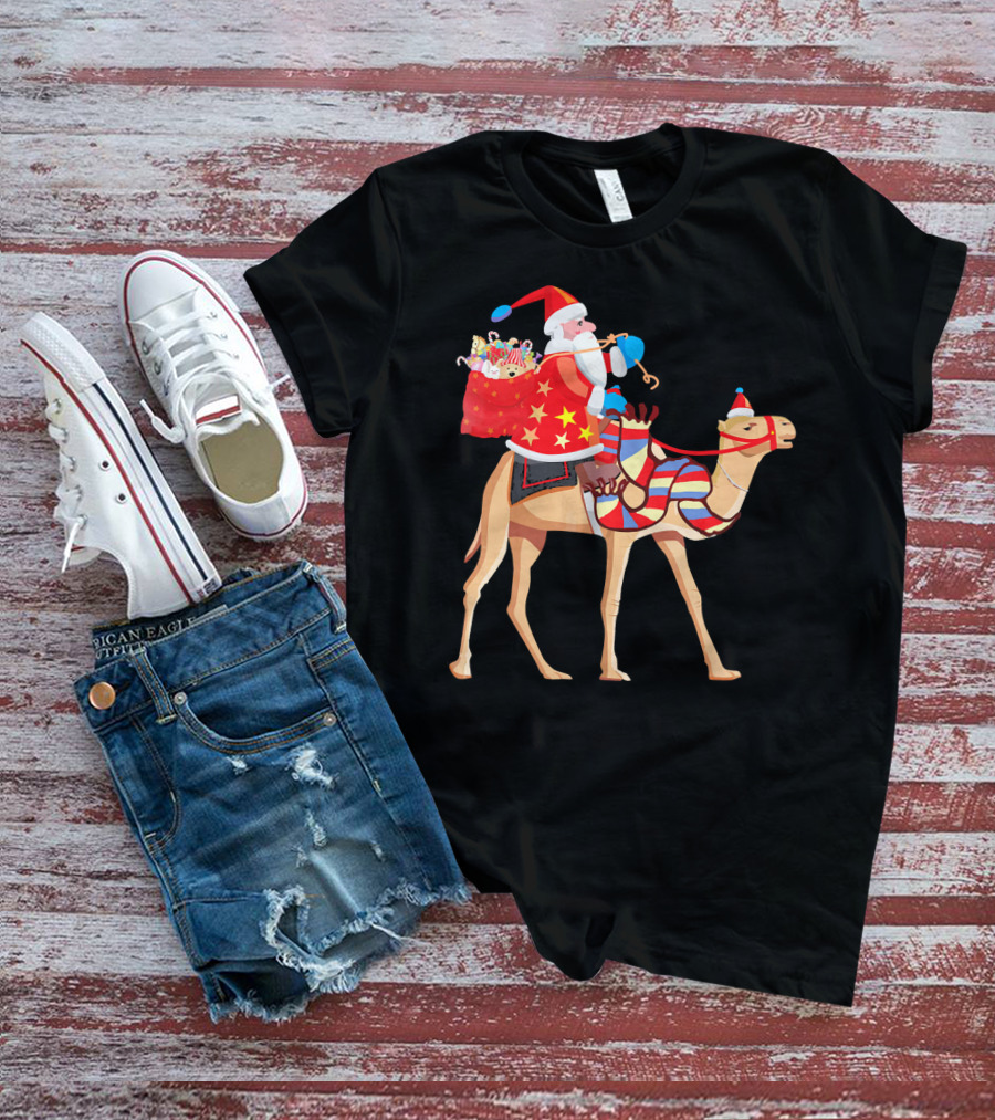 Santa Riding Camel Festive Christmas Adventure T-Shirt
