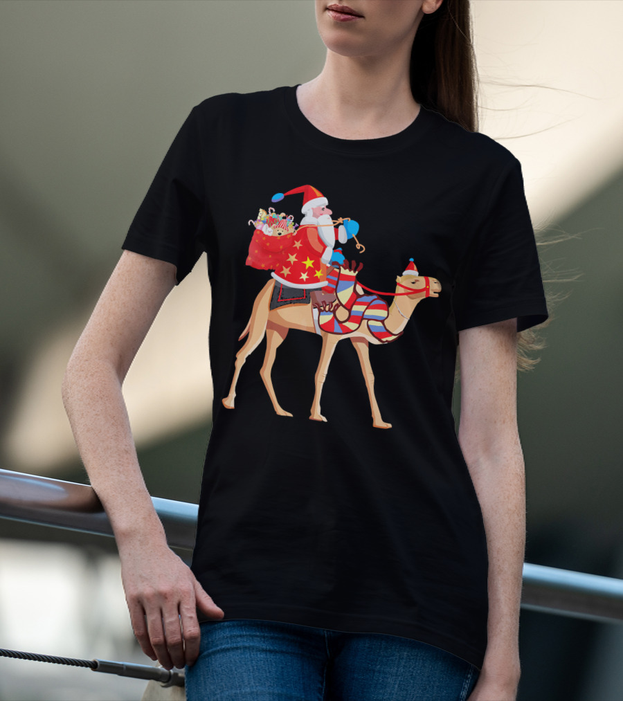 Santa Riding Camel Festive Christmas Adventure T-Shirt