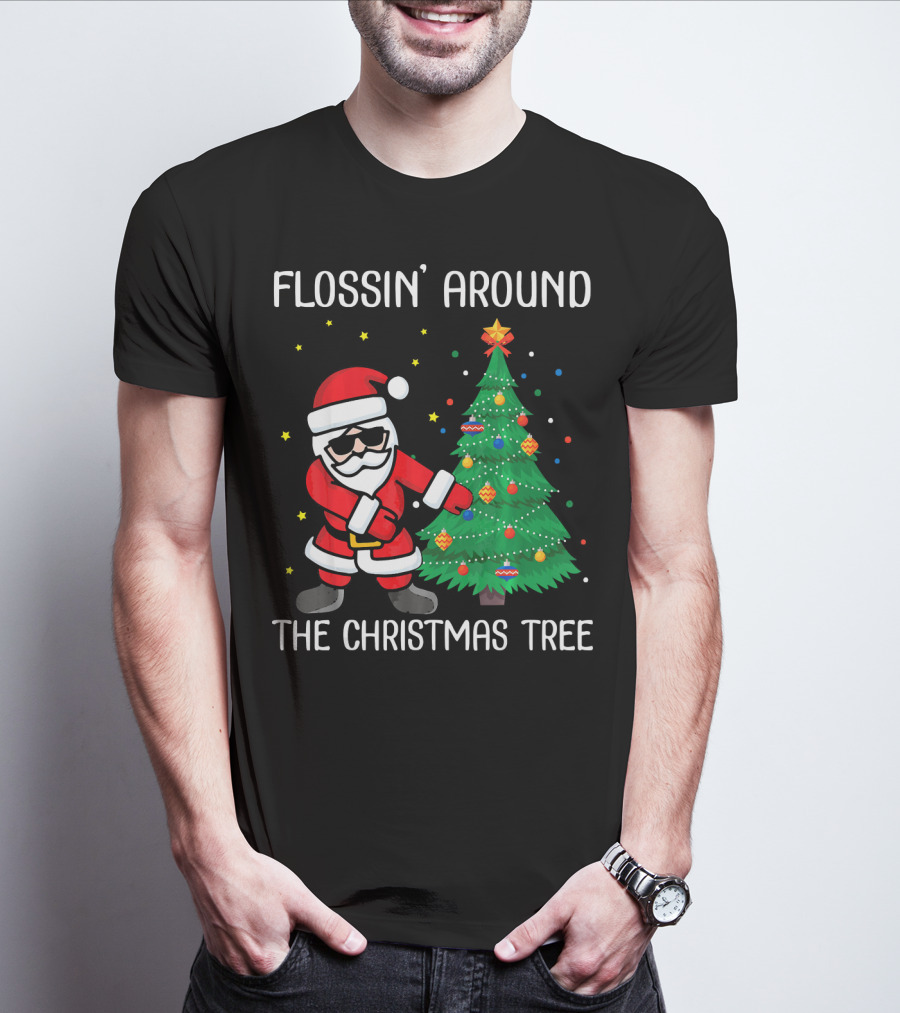 Flossin' Around The Christmas Tree With Santa Claus T-Shirt