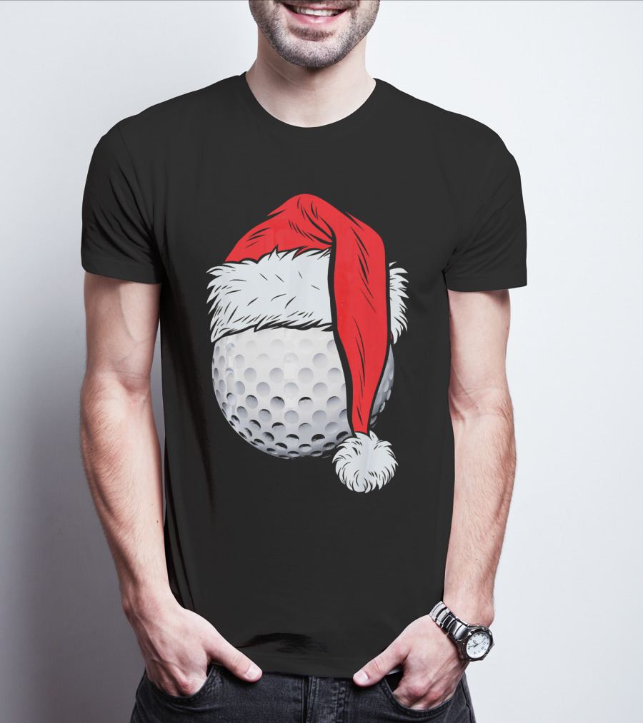 Christmas Golf Ball With Santa Hat T-Shirt