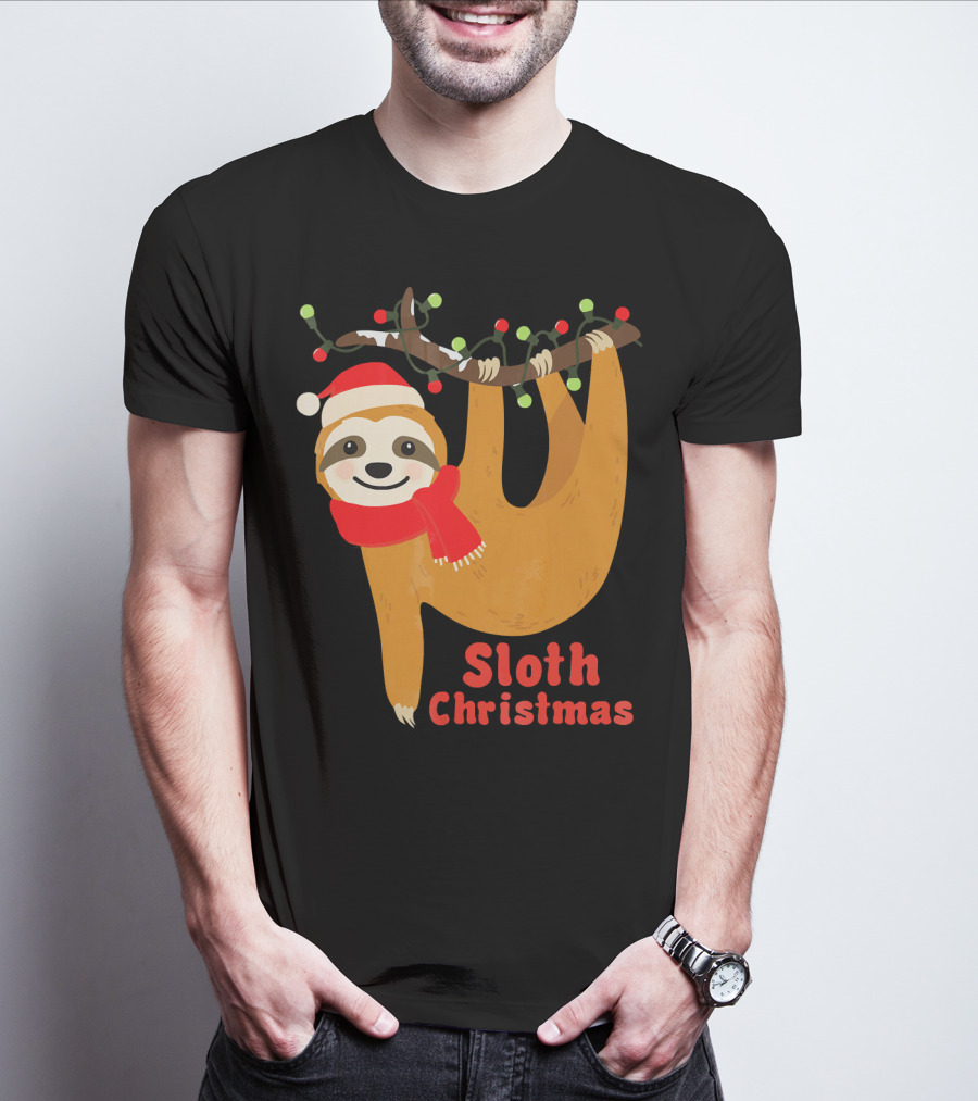Sloth Christmas Funny Hanging Holiday Sloth T-Shirt