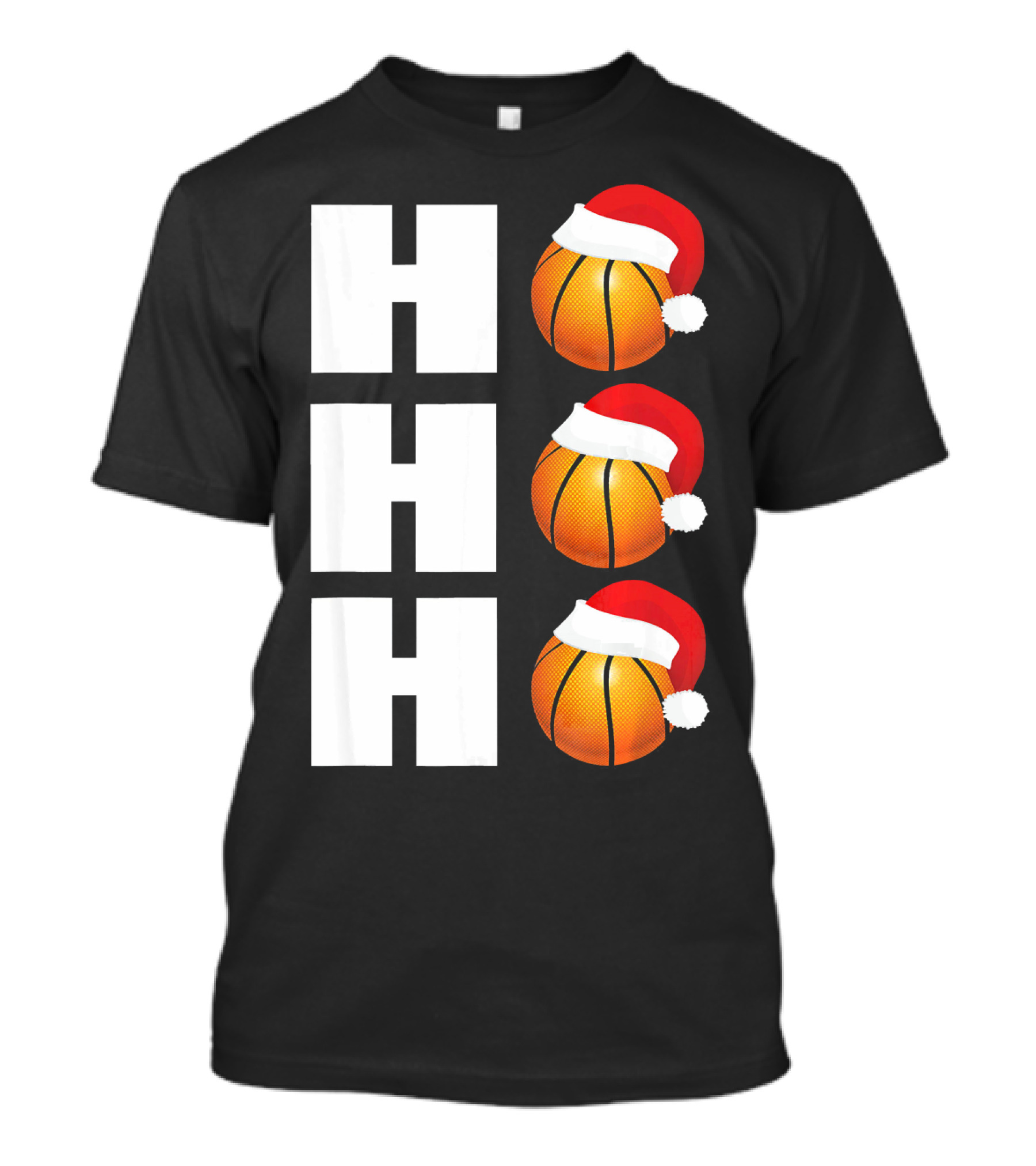 HO HO HO Santa Hat Basketballs Christmas Holiday T-Shirt