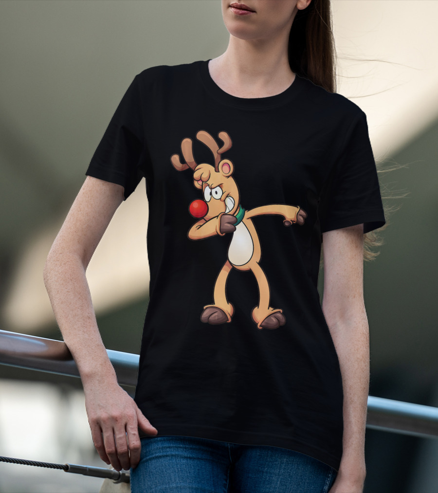 Rudolph Dabbing Reindeer Christmas Dance Antlers T-Shirt