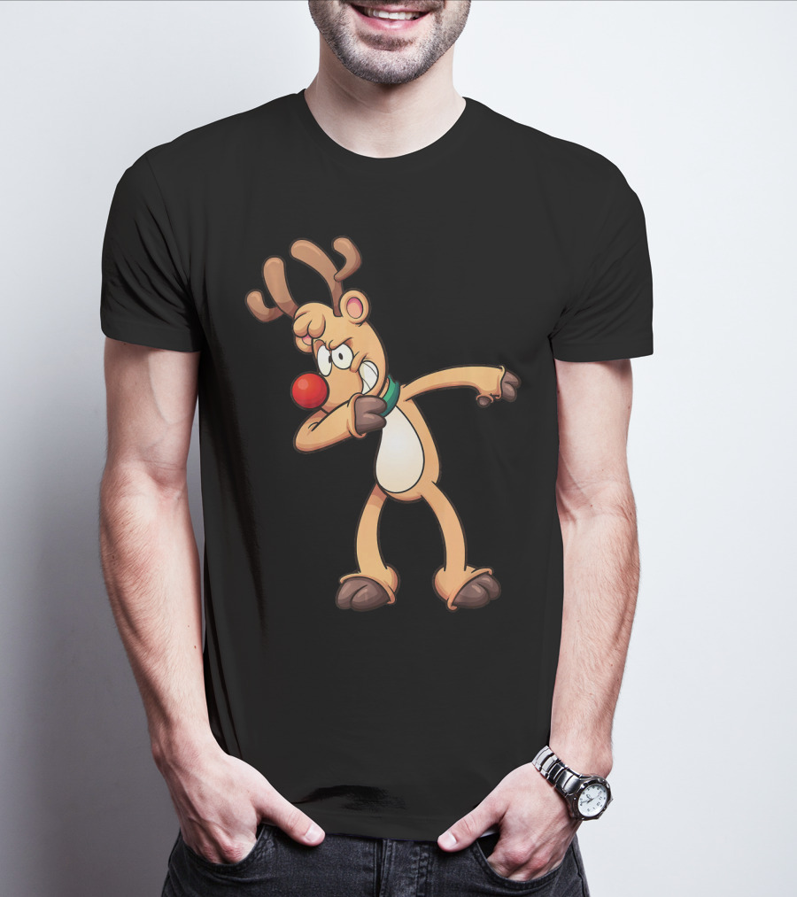 Rudolph Dabbing Reindeer Christmas Dance Antlers T-Shirt