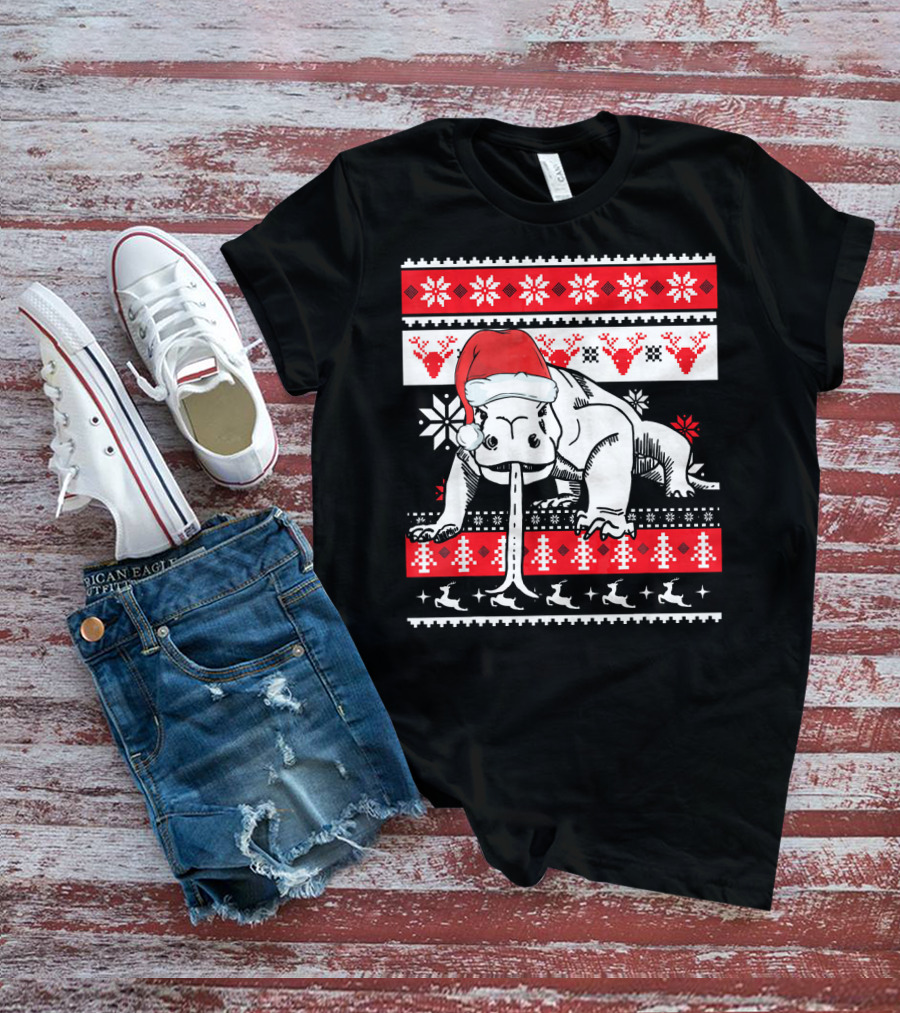 Ugly Christmas Komodo Dragon Reptile Santa Holiday T-Shirt