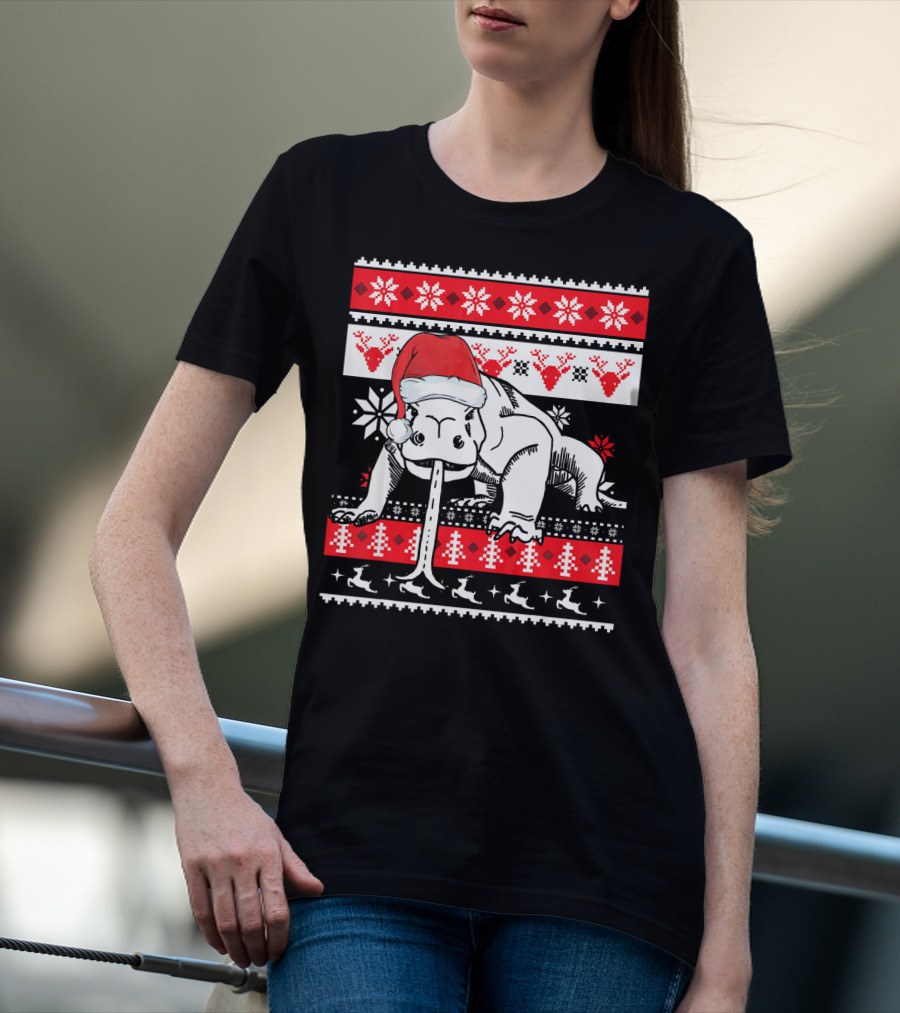 Ugly Christmas Komodo Dragon Reptile Santa Holiday T-Shirt