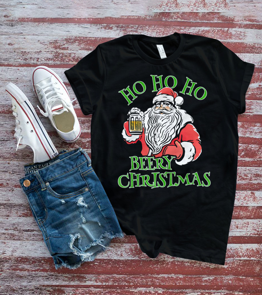 Ho Ho Ho Beery Christmas Santa With Beer T-Shirt