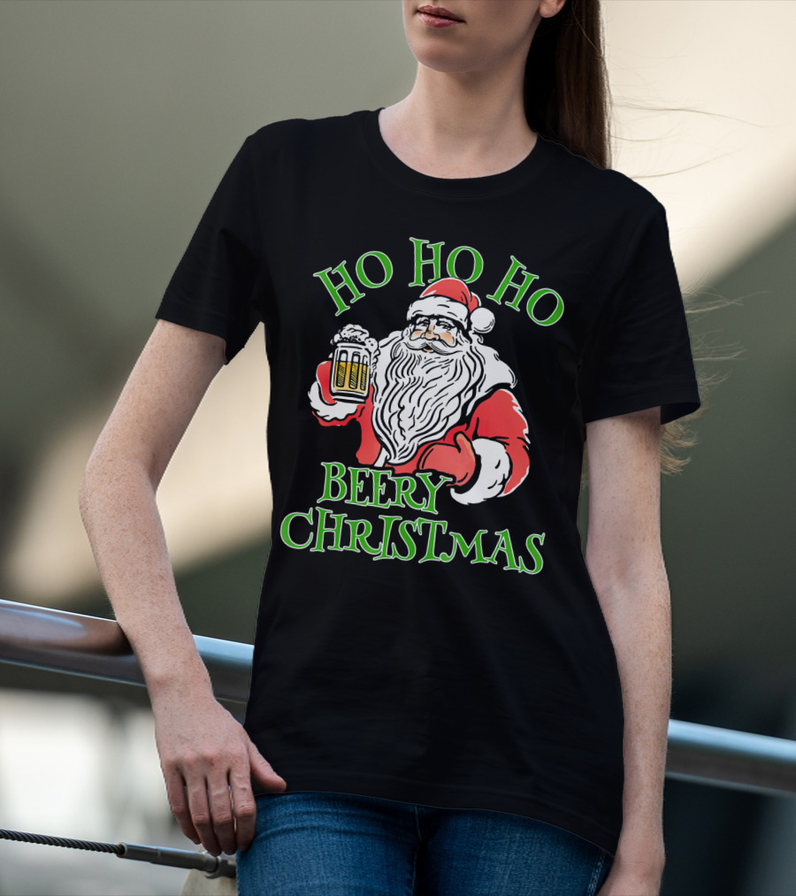 Ho Ho Ho Beery Christmas Santa With Beer T-Shirt