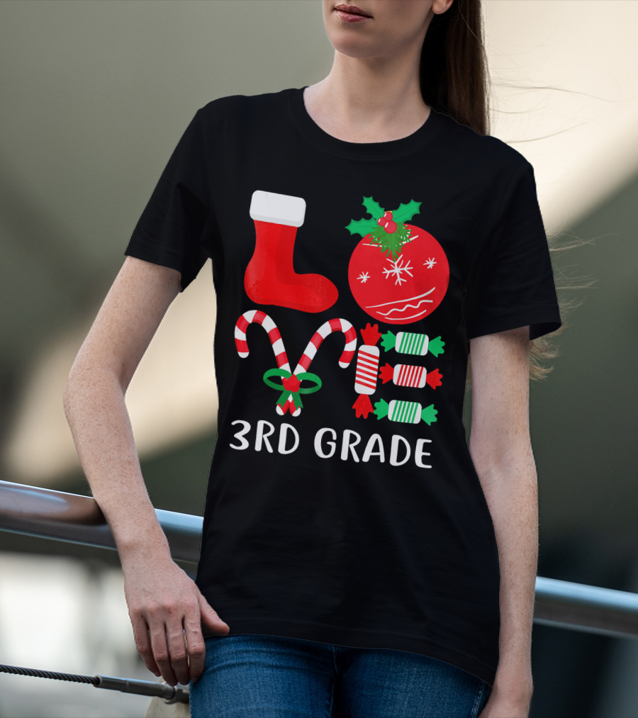 Candy Cane Christmas 3rd Grade Holiday T-Shirt