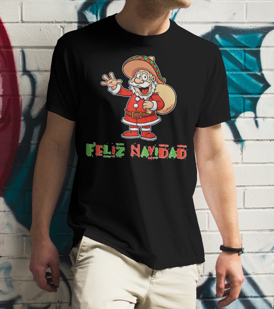 Feliz Navidad Mexican Santa Mexi Sombrero T-Shirt