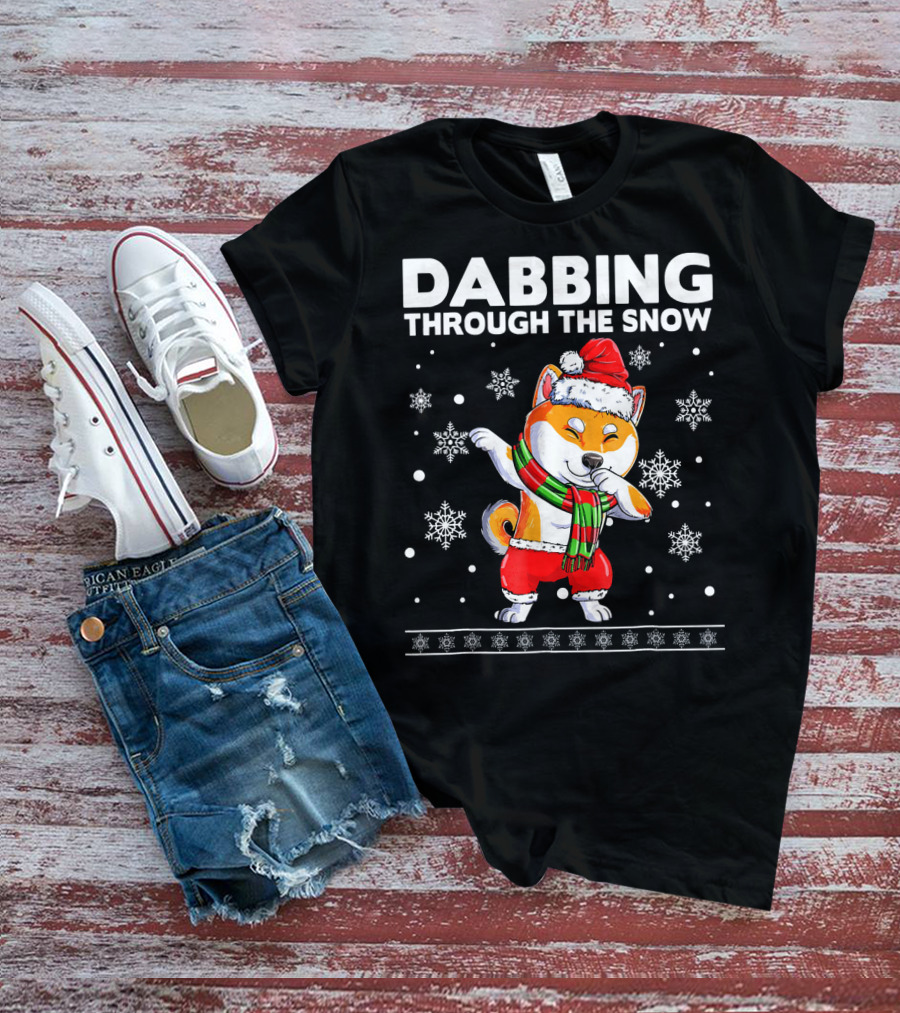 Dabbing Through The Snow Shiba Inu Santa T-Shirt