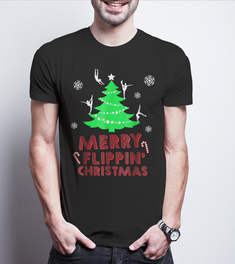 Merry Flippin' Christmas Cute Gymnastics Girls T-Shirt