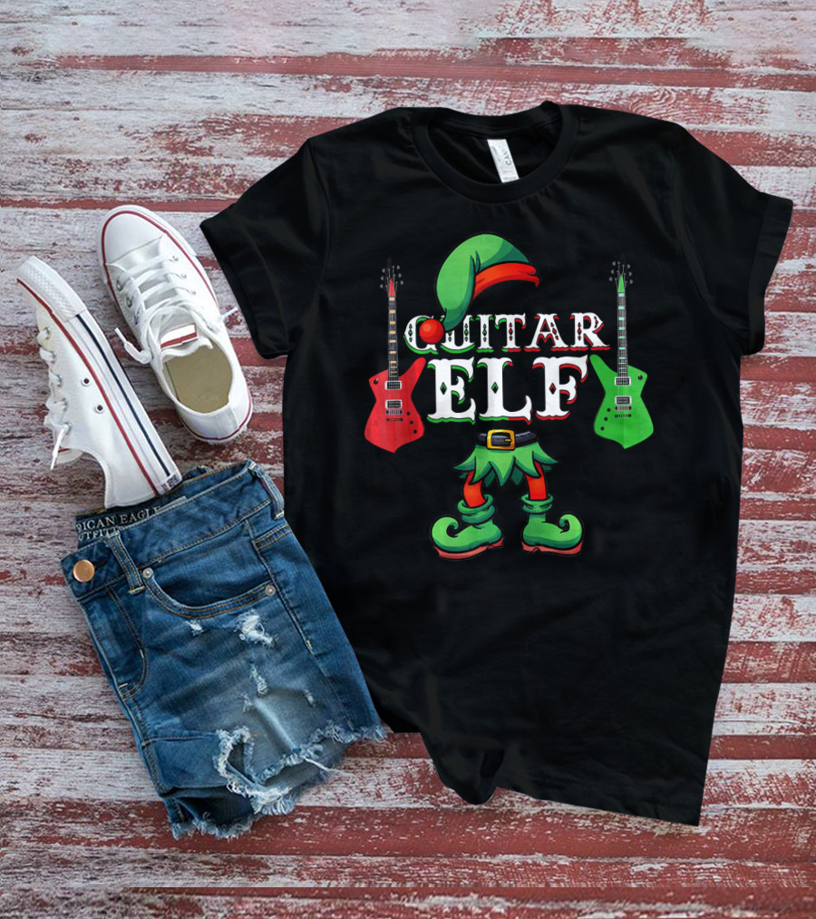 Guitar Elf Electric Guitar Christmas Team T-Shirt