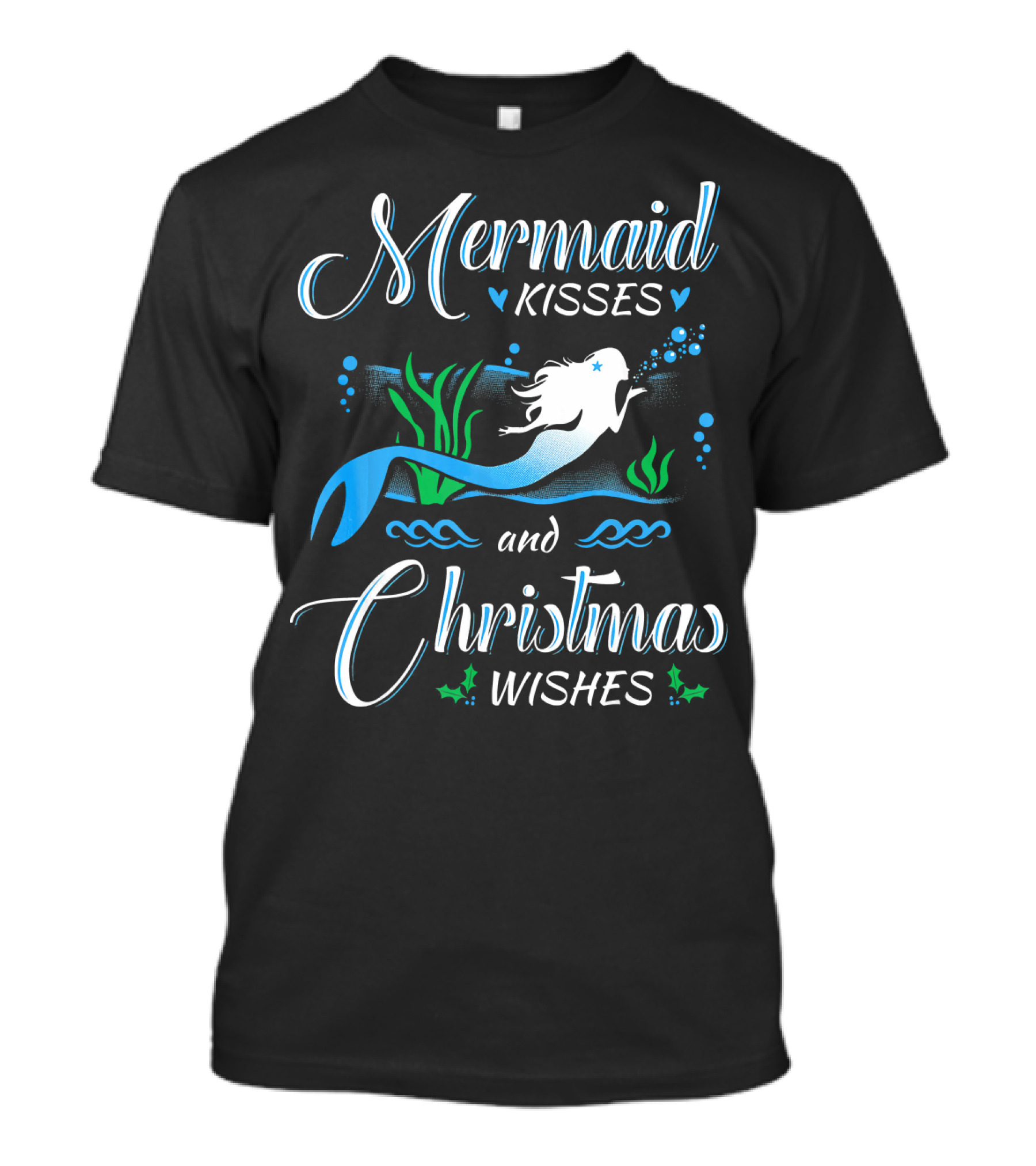 Mermaid Kisses And Christmas Wishes With Festive Underwater T-Shirt