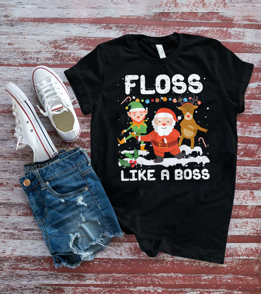 Floss Like A Boss Santa Reindeer Elf Christmas T-Shirt