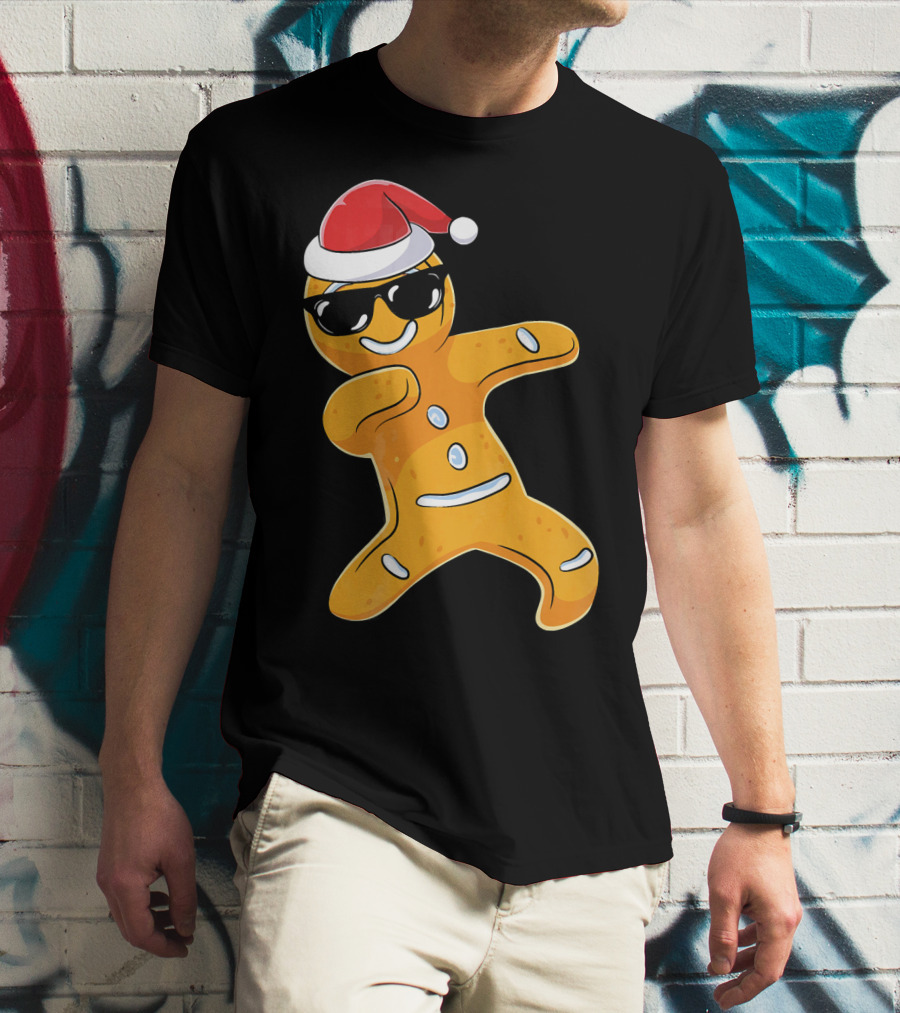 Christmas Dabbing Gingerbread Santa With Sunglasses T-Shirt