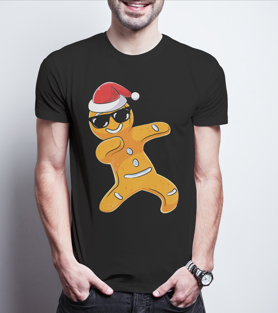 Christmas Dabbing Gingerbread Santa With Sunglasses T-Shirt