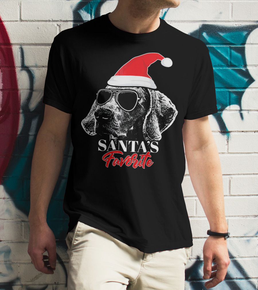 Santa's Favorite Weimaraner With Sunglasses T-Shirt