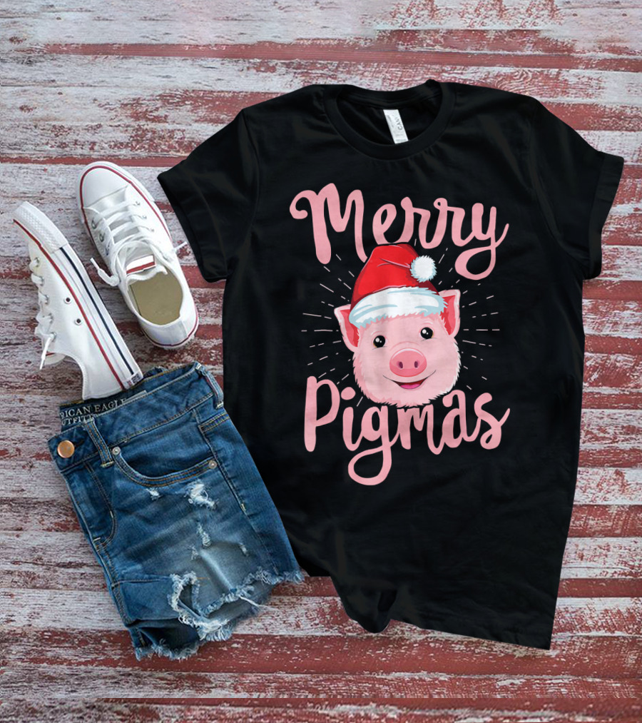 Merry Pigmas Pig Santa Hat T-Shirt