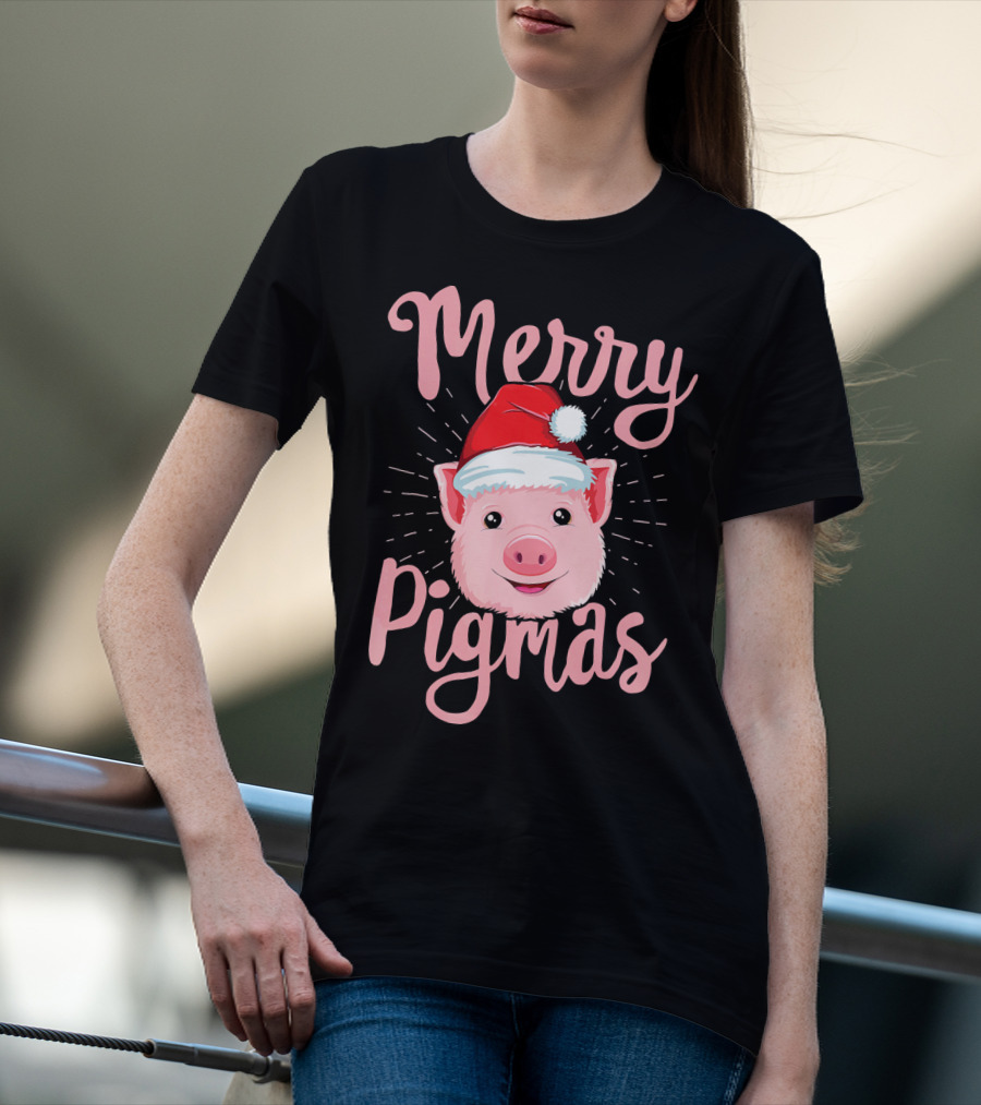 Merry Pigmas Pig Santa Hat T-Shirt