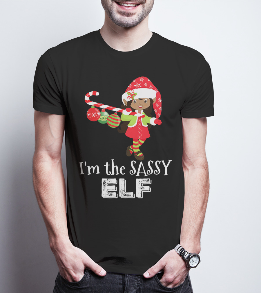 I'm The Sassy Elf African American Girls Christmas T-Shirt