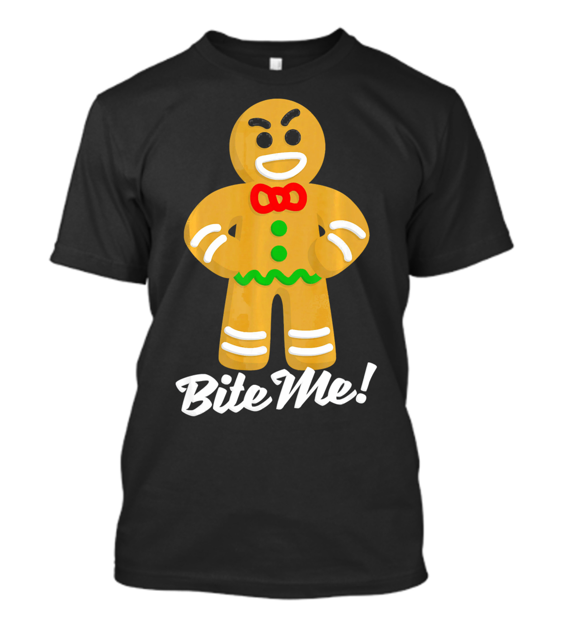 Funny Christmas Gingerbread Man Bite Me T-Shirt