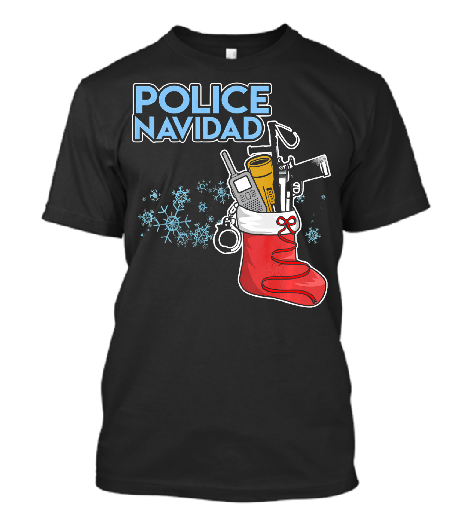 Police Navidad Christmas Stocking With Law Enforcement Gear T-Shirt