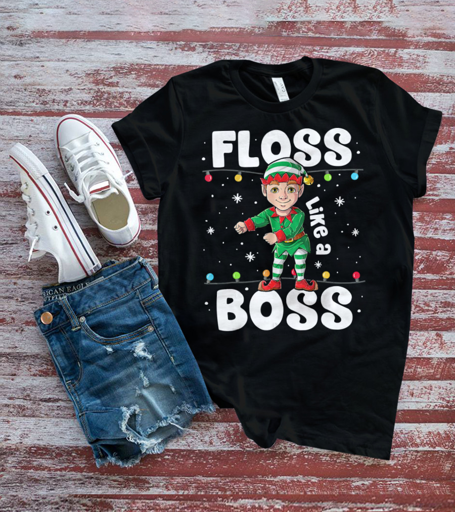 Floss Like A Boss Elf Dance Christmas Lights T-Shirt