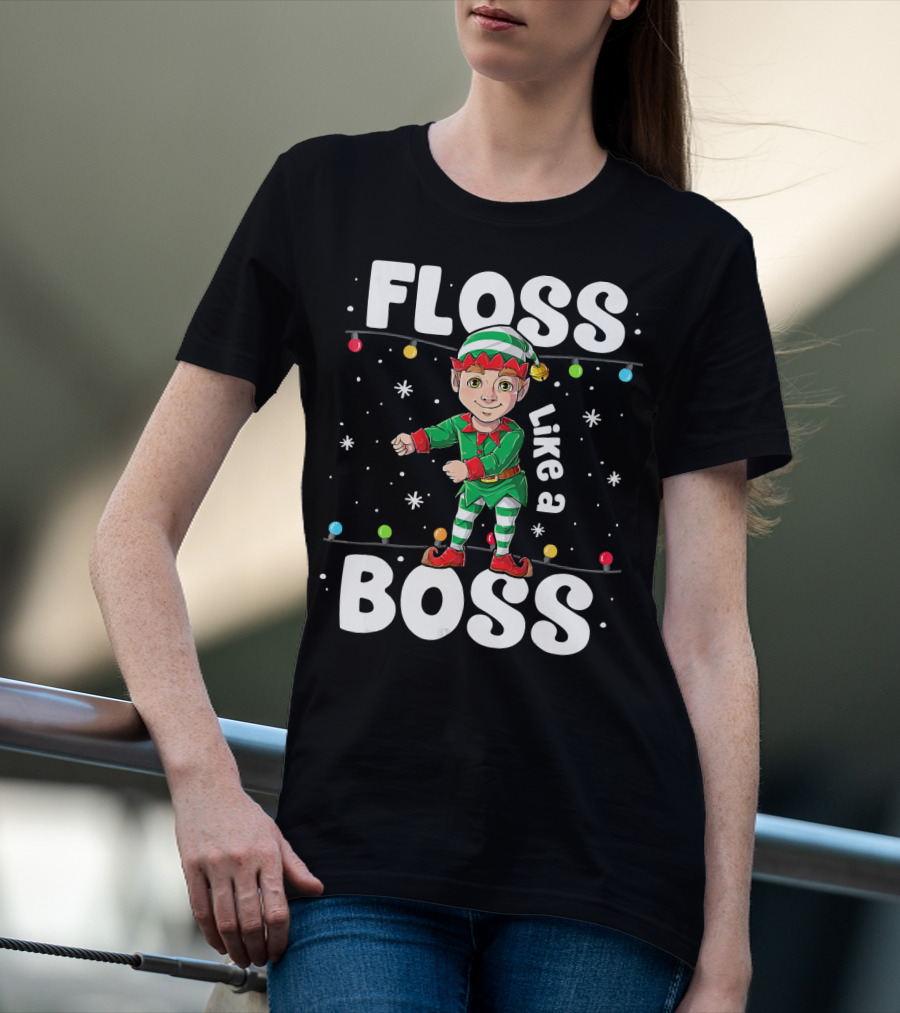 Floss Like A Boss Elf Dance Christmas Lights T-Shirt