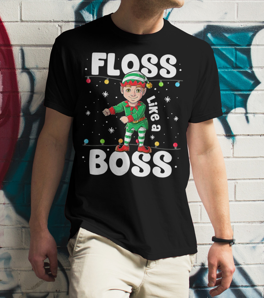 Floss Like A Boss Elf Dance Christmas Lights T-Shirt
