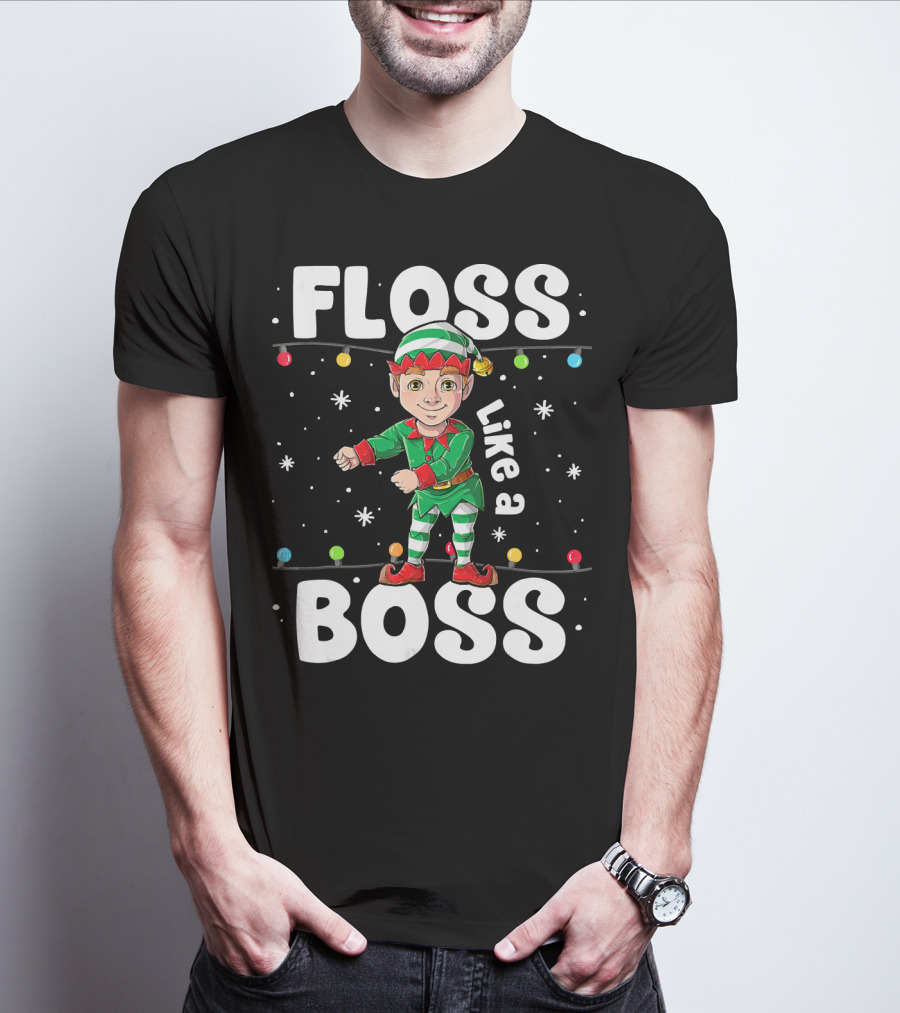 Floss Like A Boss Elf Dance Christmas Lights T-Shirt