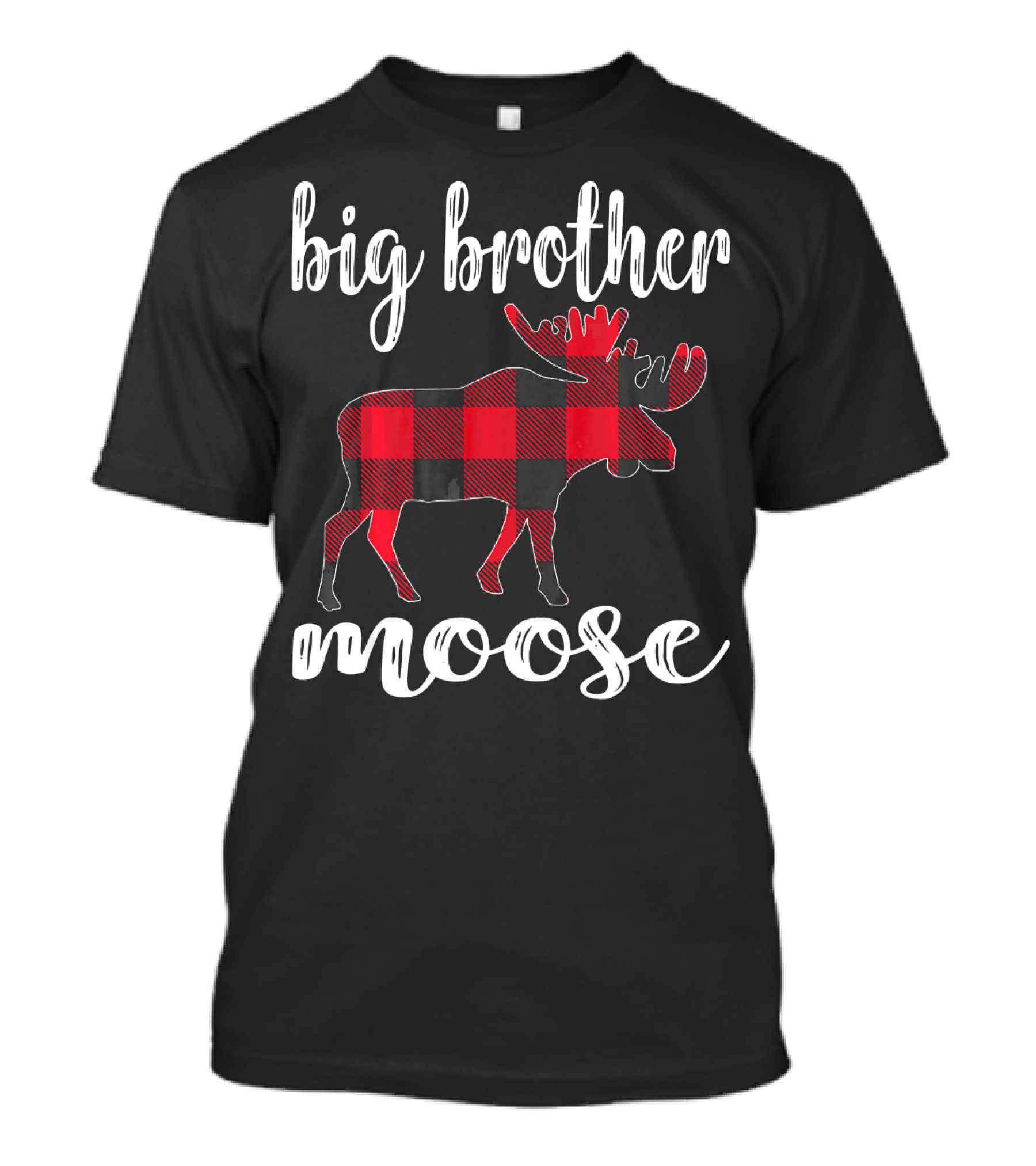 Big Brother Moose Plaid Buffalo Check Moose T-Shirt