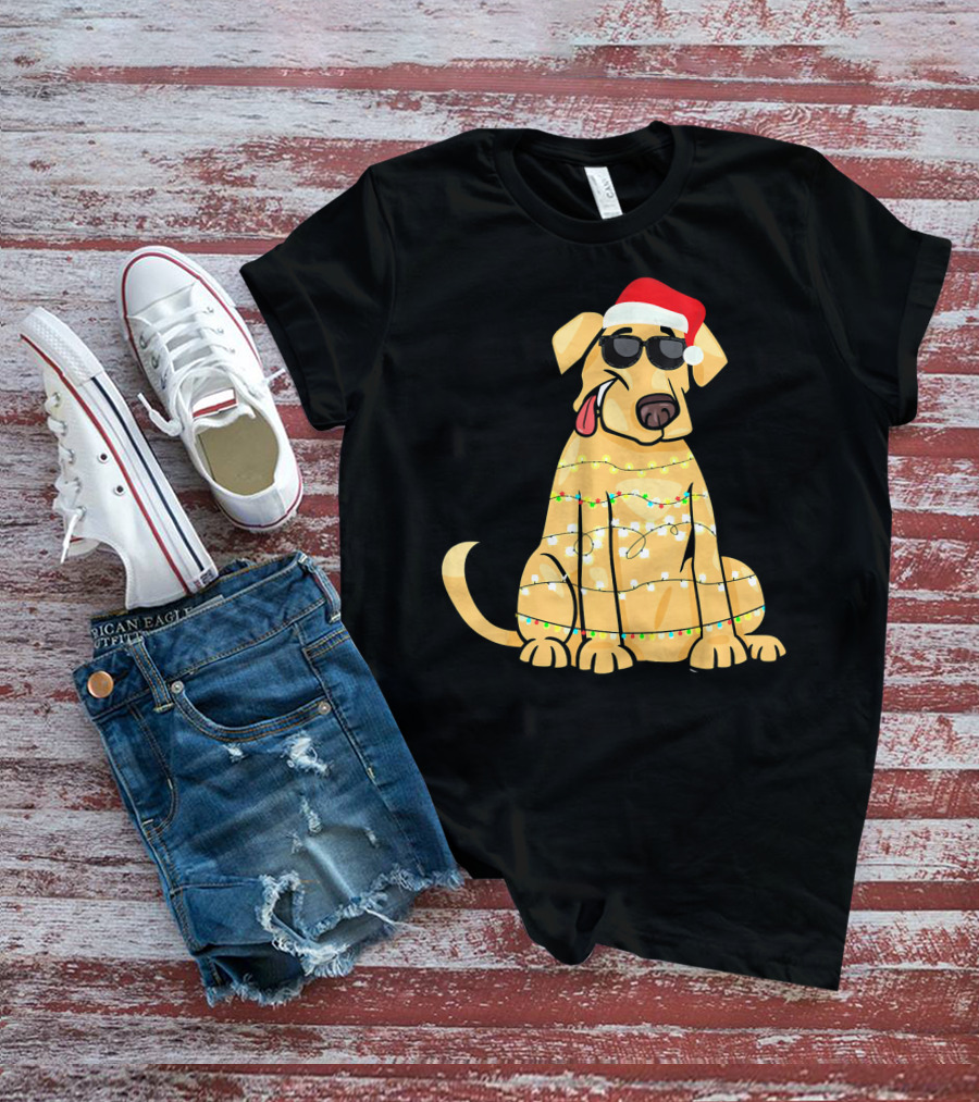 Labrador Santa Claus Christmas Lights Sunglasses T-Shirt