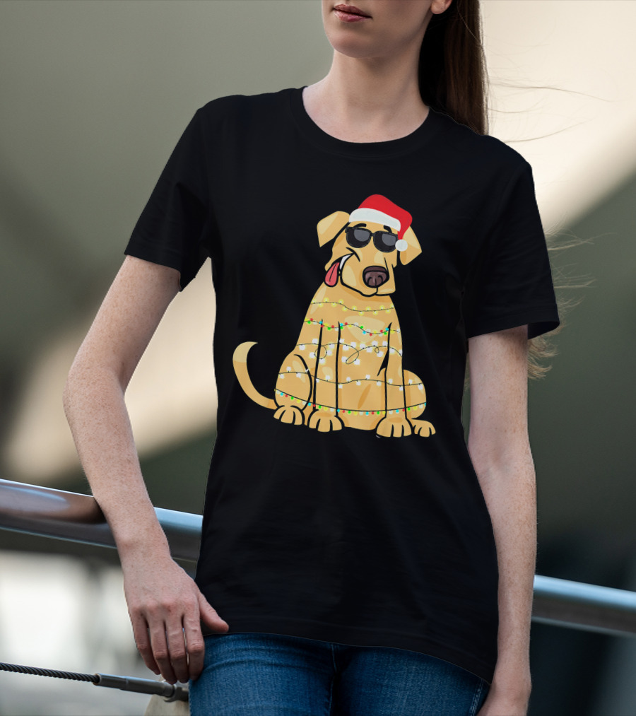 Labrador Santa Claus Christmas Lights Sunglasses T-Shirt