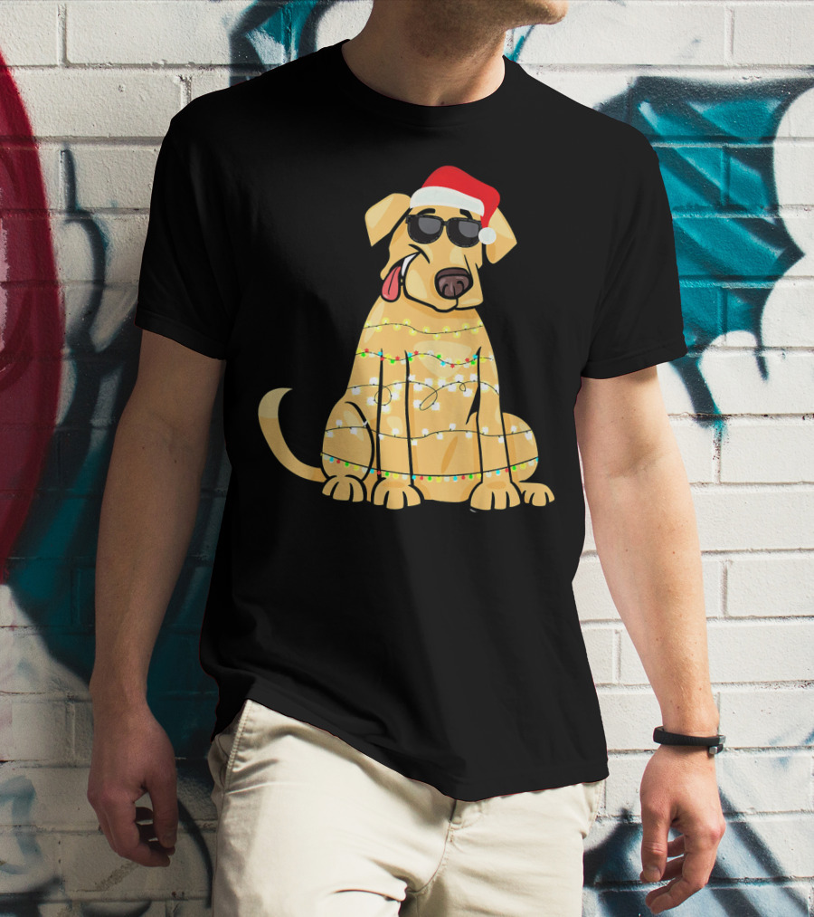 Labrador Santa Claus Christmas Lights Sunglasses T-Shirt