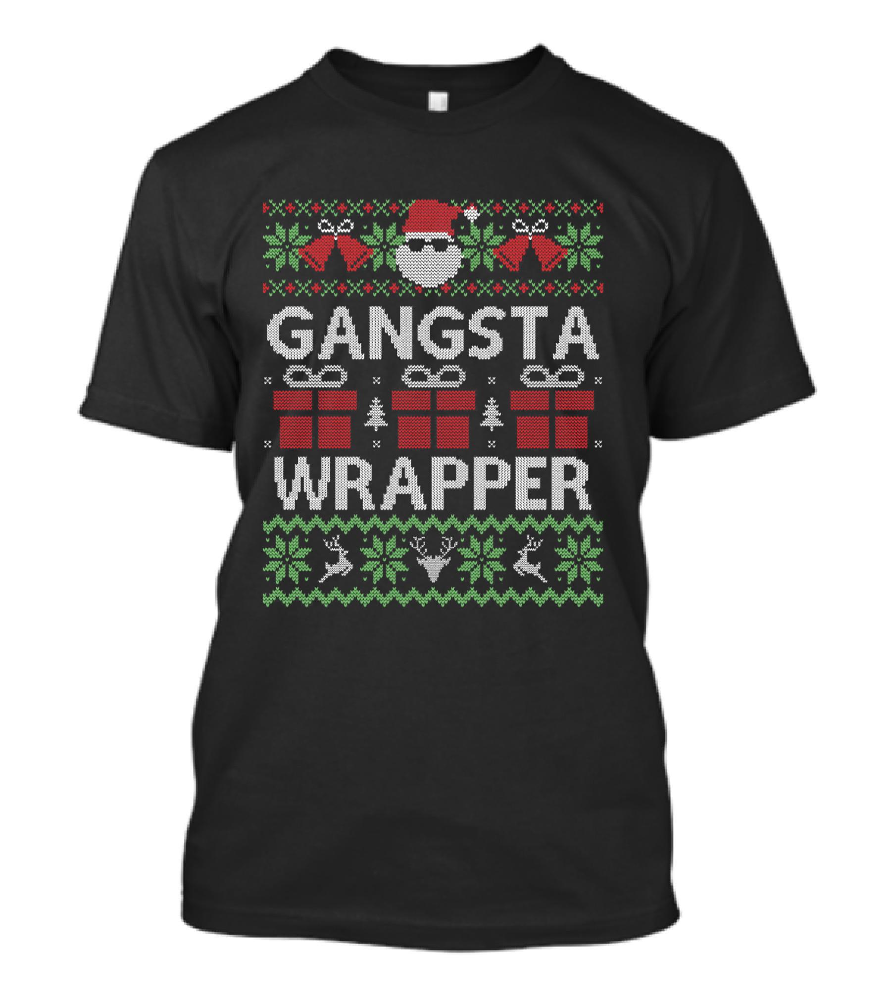 LONG SLEEVE Gangsta Wrapper Santa Presents Ugly Christmas T-Shirt